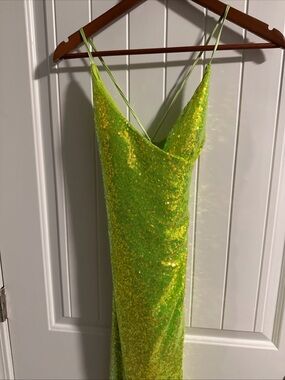 B. Darlin Neon Lime Sequin Slip Dress